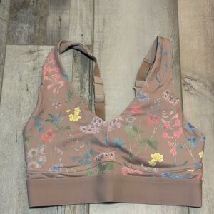 Fabletics Floral Sports Bra - Tan and Multicolor